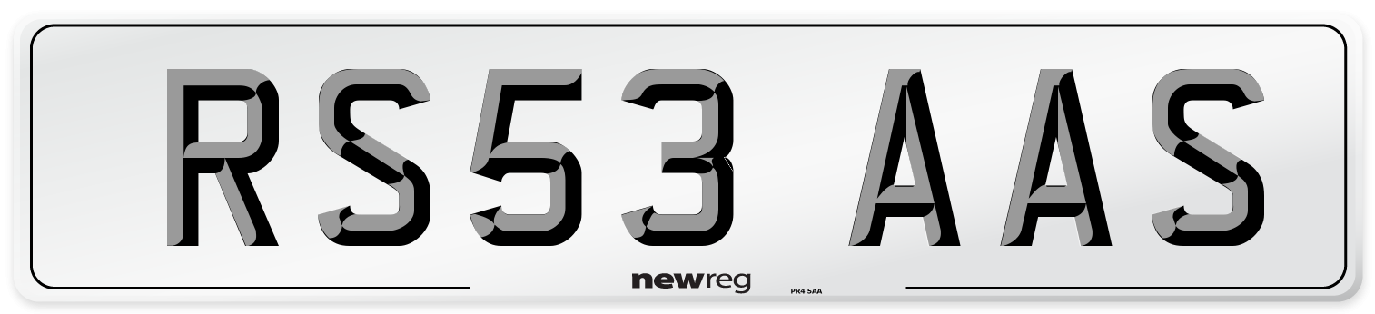 RS53 AAS Number Plate from New Reg